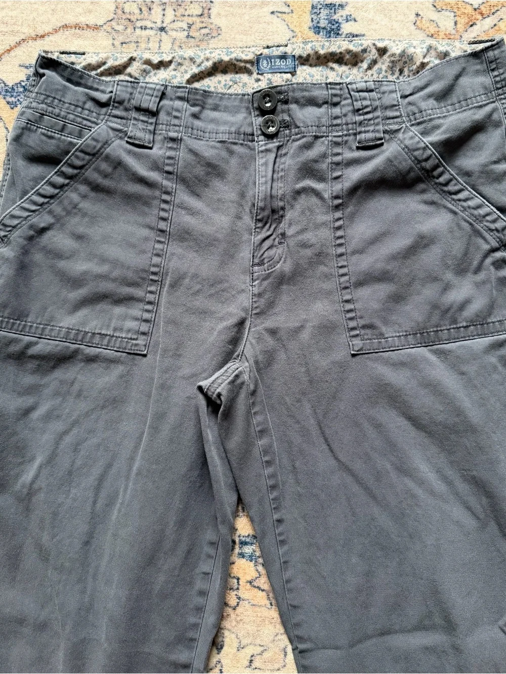 Izod Straight-Leg Pants in Charcoal Gray